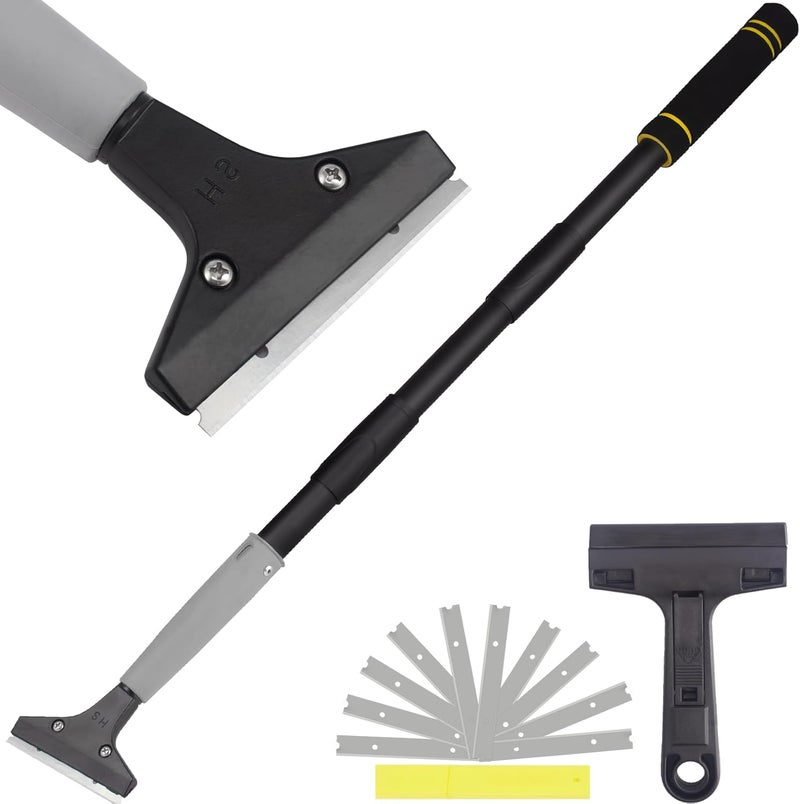 Greeily Floor Scraper Long Handle, 31" to 46" Gum Scraper Tool for Floor Cleaning Tile Wall Gum Paint with 4 inch Scraper Blade Long Handle Sturdy and Durable (31“-46”) - Image 1